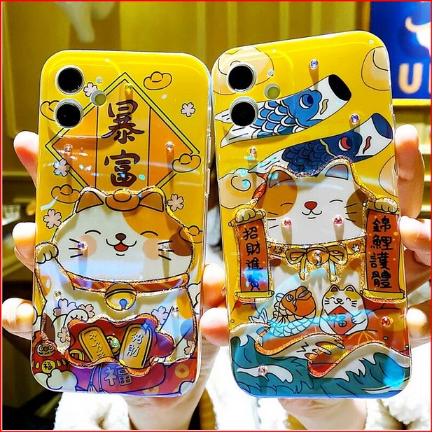 Cartoon Lucky Cat Japanese Case For Apple iPhone 15 14 13 12 11 ProMax