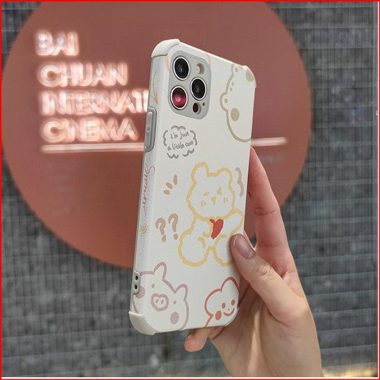 Cartoon Flower Bear Cover Case for Apple iPhone 15 14 13 12 11 Pro Max