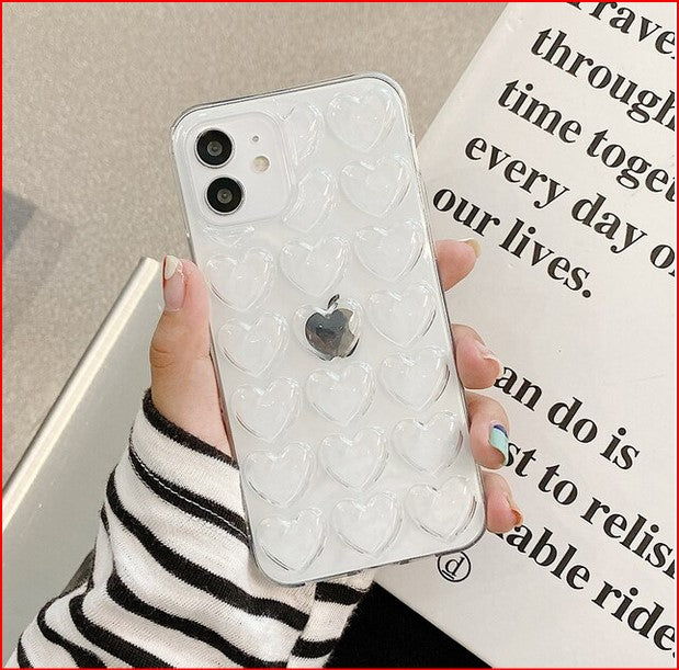 3D Love Heart Couple Cover Case For Apple iPhone 15 14 13 12 11 ProMax