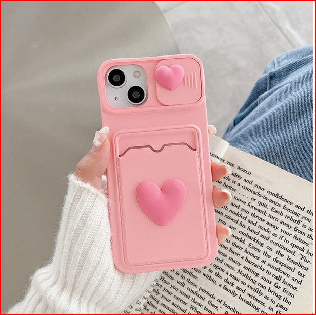 3D Love Heart Wallet Cover Case for Apple iPhone 15 14 13 12 11 ProMax