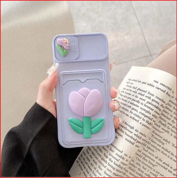 3D Flower Tulip Wallet Case for Apple iPhone 15 14 13 12 Pro Max Mini