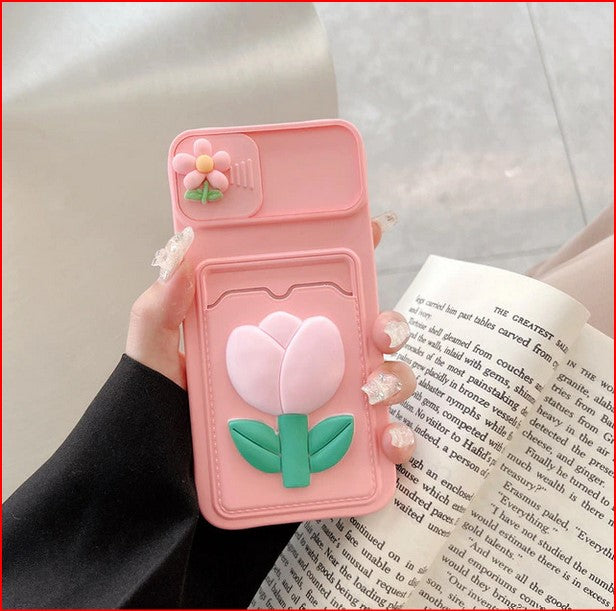 3D Flower Tulip Wallet Case for Apple iPhone 15 14 13 12 Pro Max Mini