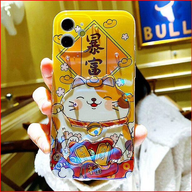 Cartoon Lucky Cat Japanese Case For Apple iPhone 15 14 13 12 11 ProMax