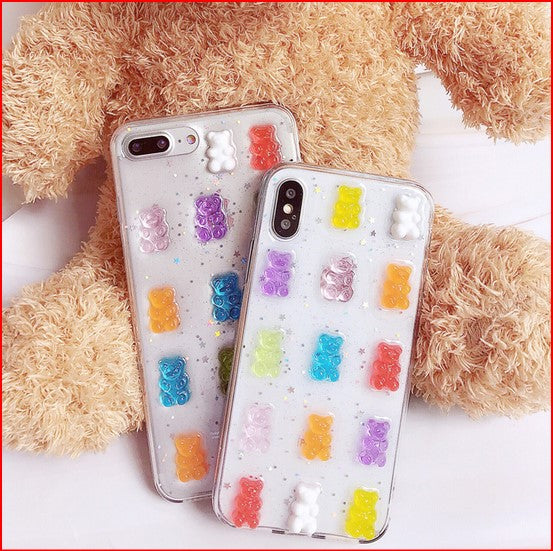 3D Candy Colors Bear Clear Case for Samsung Galaxy S22 S23 Plus Ultra