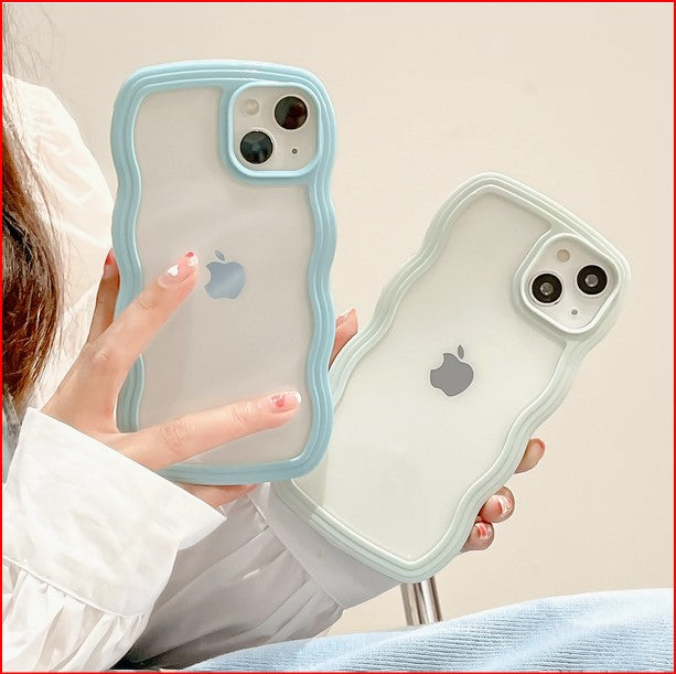 Wavy Curved Edge Clear Cover Case For Apple iPhone 14 13 12 11 Pro Max