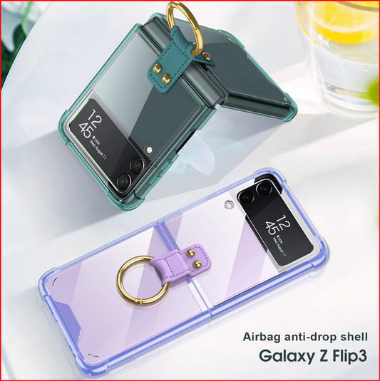 Anti-fall Ring Holder Clear Silicone Case for Samsung Galaxy Z Flip 3