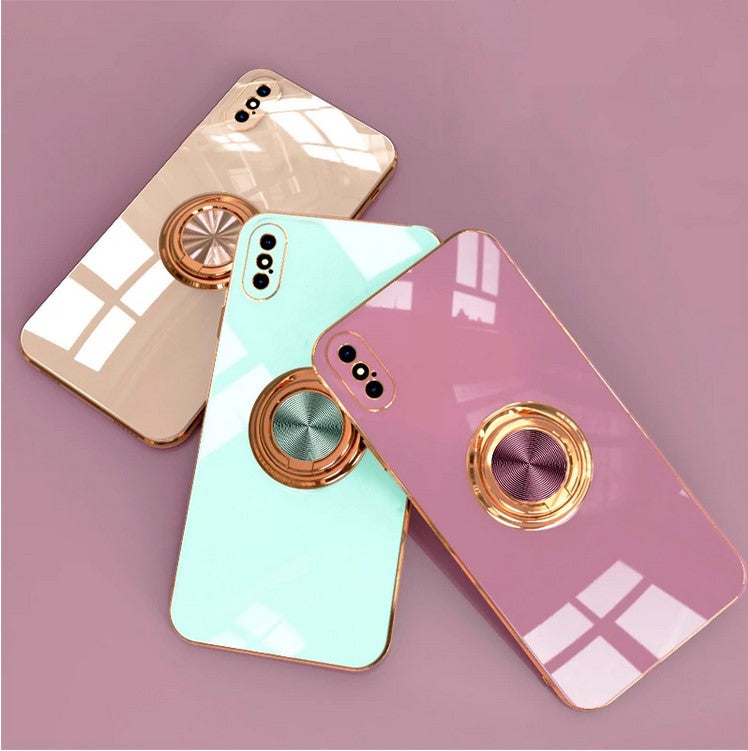 Solid Color Metal Ring Holder Case Apple iPhone 14 13 12 11 Pro Max