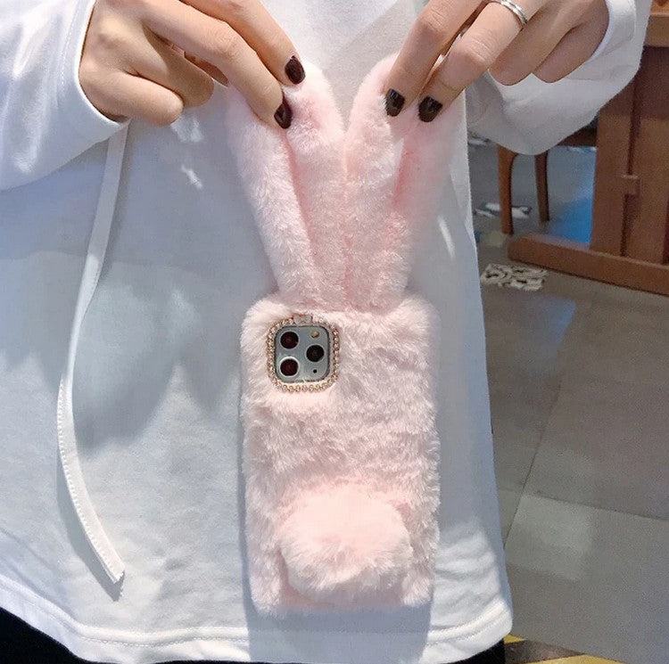 Rabbit Ear Fluffy Plush Phone Case for Apple iPhone 15 14 13 12 ProMax