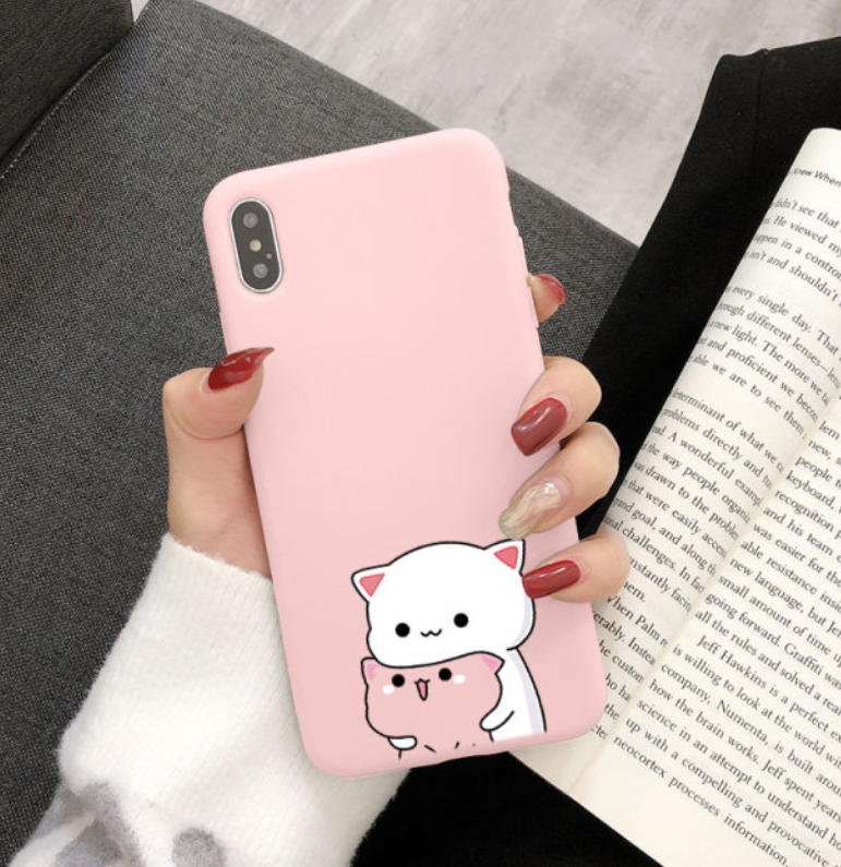Lovely Couple Cute Cat Cover Case for Apple iPhone 13 12 Pro Max Mini