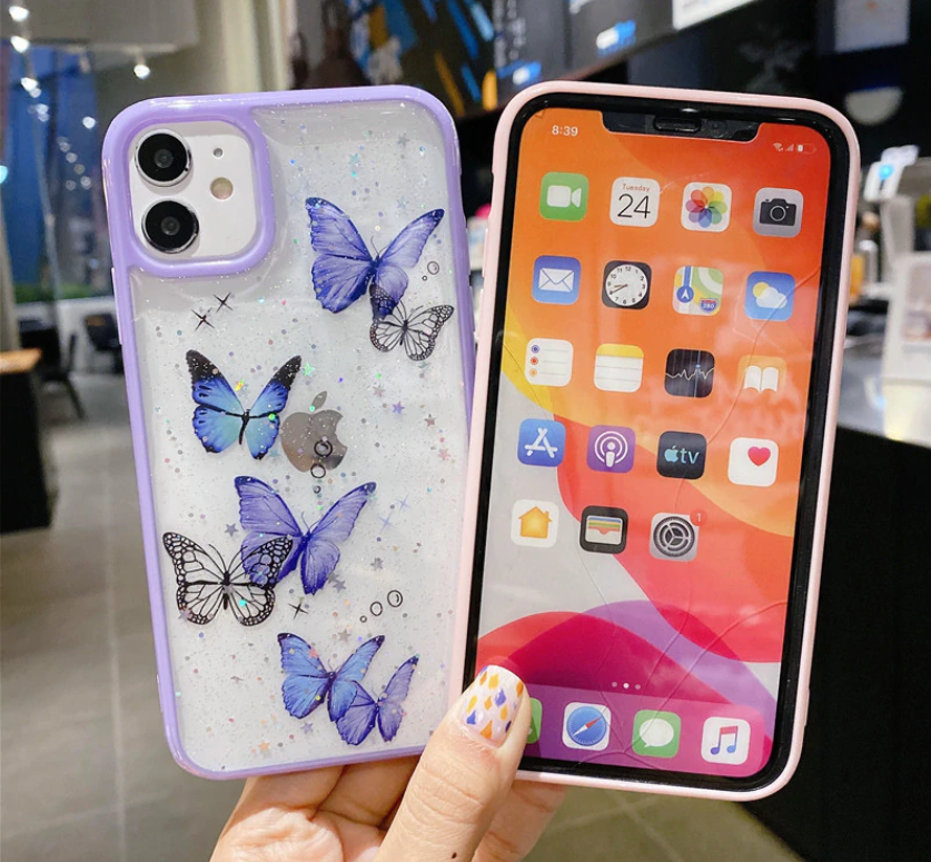 Clear Glitter Butterfly Cover Case for Apple iPhone 15 14 13 12 11 Pro