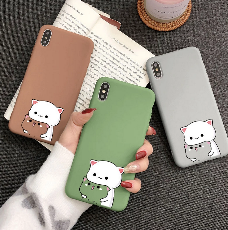 Lovely Couple Cute Cat Cover Case for Apple iPhone 13 12 Pro Max Mini