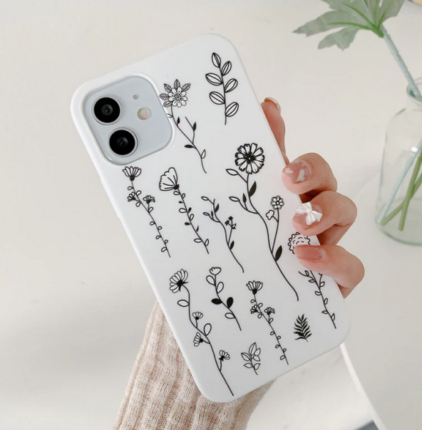 Simple Rose Flower Leaves Case For Apple iPhone 13 12 11 Pro Max Mini