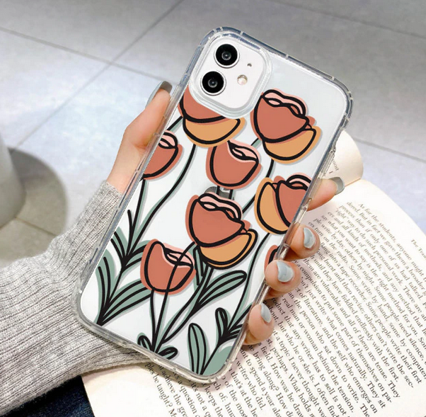 Cute Flowers Art Clear Case For Apple iPhone 15 14 13 12 Pro Max Plus