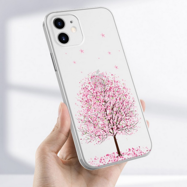 Cherry Blossom Clear Case for Apple iPhone 15 14 13 12 11 Pro Max Mini