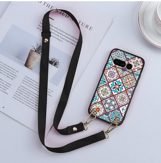 Flower Daisy Necklace Lanyard Strap Cover Case for Google Pixel 7 Pro