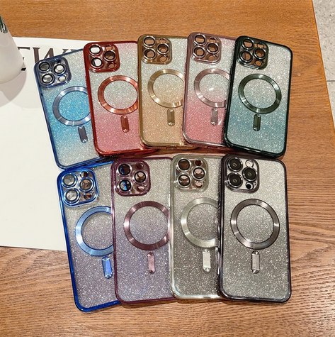 Glitter Clear Wireless Charge Case for Apple iPhone 14 13 Pro Max Plus