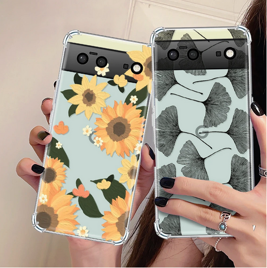 Flower Floral Clear Shockproof Cover Case for Google Pixel 7 Pro 6 Pro