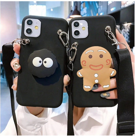 Cartoon Stand Holder Lanyard Cover Case for Google Pixel 7 Pro 6 Pro 5