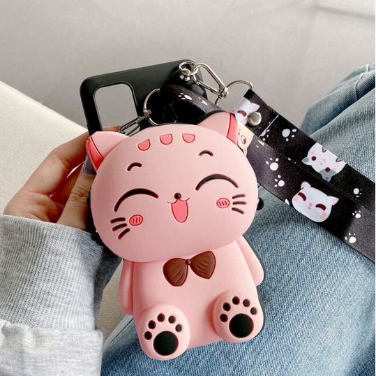3D Cartoon Cat Wallet Lanyard Cover Case for OnePlus 10 Pro Oneplus 11