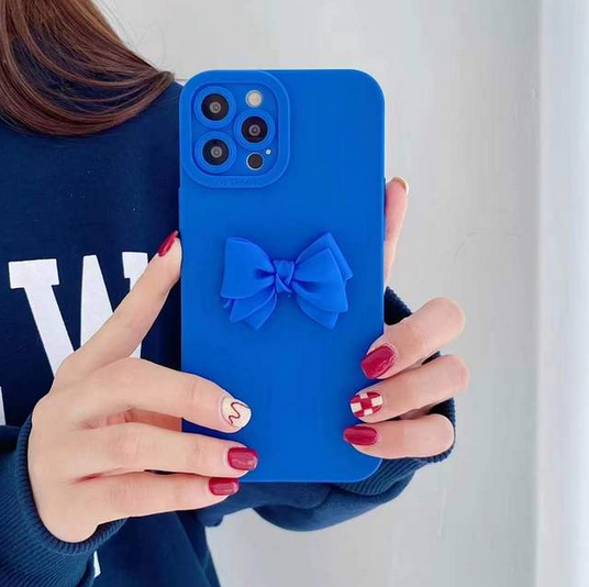 Blue Solid Color 3D Flower Case For Samsung Galaxy S23 S22 Plus Ultra