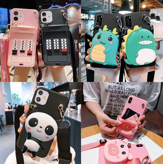 3D Cartoon Wallet Strap Case For Samsung Galaxy S23 S22 S21 Plus Ultra