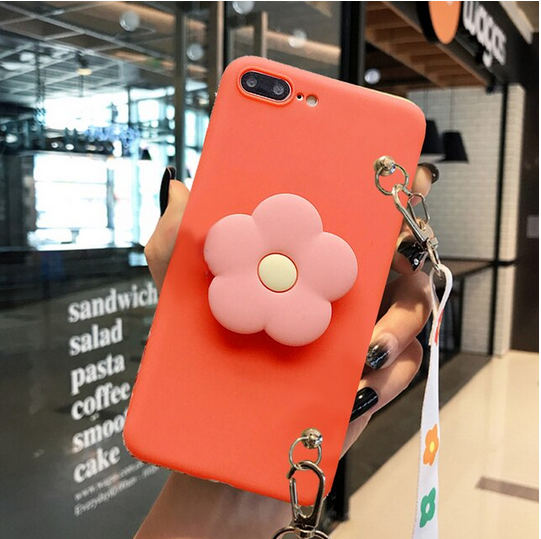 Flower Mirror Stand Lanyard Case For Samsung Galaxy S22 S21 Plus Ultra