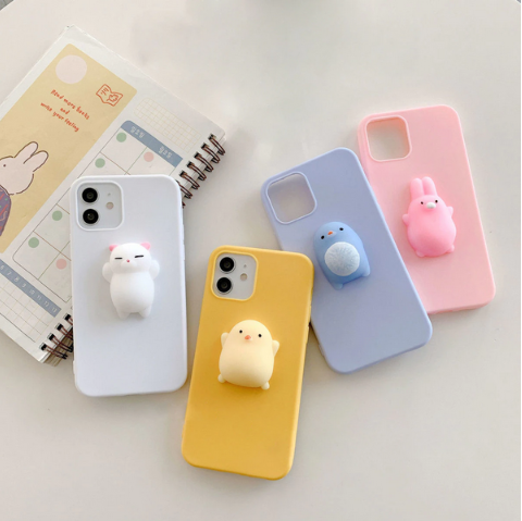 Squishy 3D Cartoon Animal Cover Case for Apple iPhone 14 13 12 Pro Max