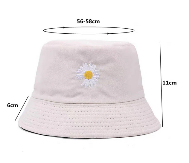 Unisex Bucket Hat Double-Side Daisy Hat Sun Hat Cap Double-sided wear