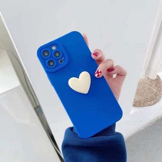 Blue Solid Color 3D Flower Heart Cover Case for OnePlus 10 Pro 9 Pro 8