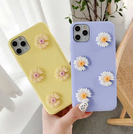 3D Flowers Daisy Black Matte Cover Case for OnePlus 10 Pro 9 Pro 8T
