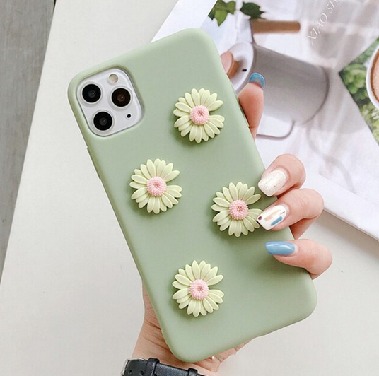 3D Flowers Daisy Black Matte Cover Case for OnePlus 10 Pro 9 Pro 8T
