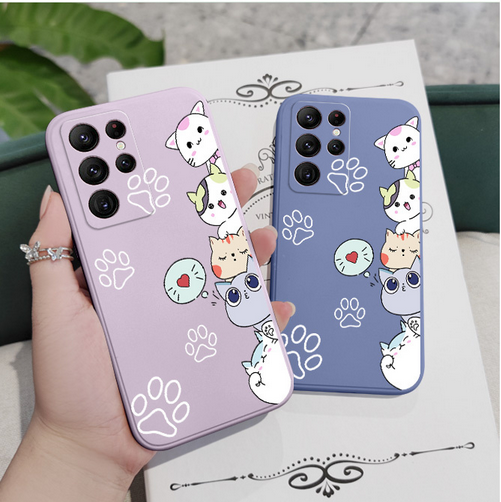 Cartoon Stacking Cats Case For Samsung Galaxy S23 S22 S21 Plus Ultra