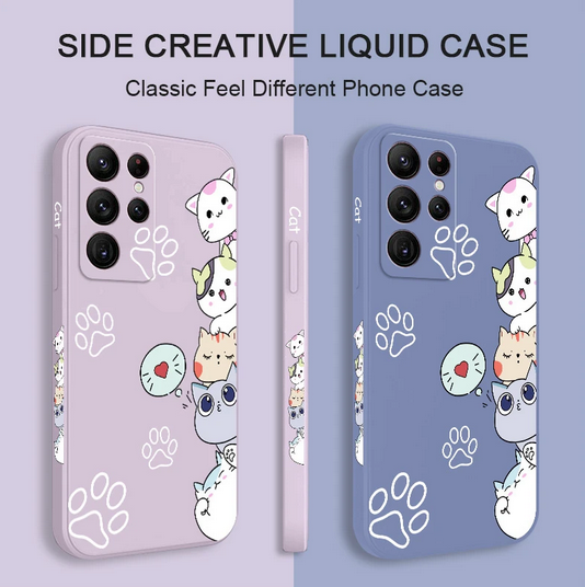 Cartoon Stacking Cats Case For Samsung Galaxy S23 S22 S21 Plus Ultra