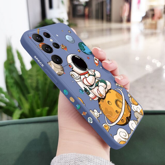 Cartoon Astronaut On Planet Case For Samsung Galaxy S23 S22 Plus Ultra