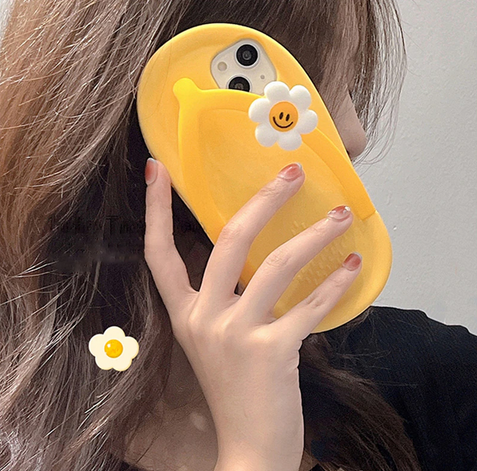 Funny Sun Flower 3D Flip-flops Case for Apple iPhone 14 13 12 Pro Max