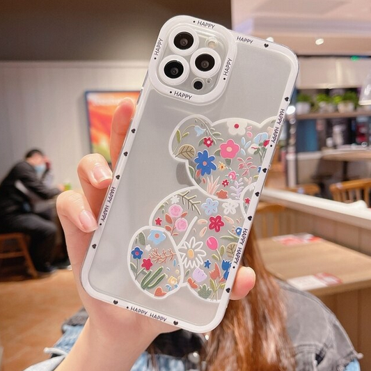 Clear Cartoon Bear Flower Floral Cover Case for OnePlus 10 Pro 10R 9RT