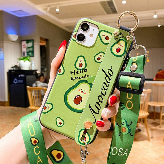 Avocado Strap Lanyard Stand Case For Samsung Galaxy S23 S22 Plus Ultra