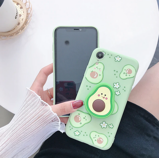 Cartoon Fruit Stand Holder Case For Samsung Galaxy S23 S22 Plus Ultra