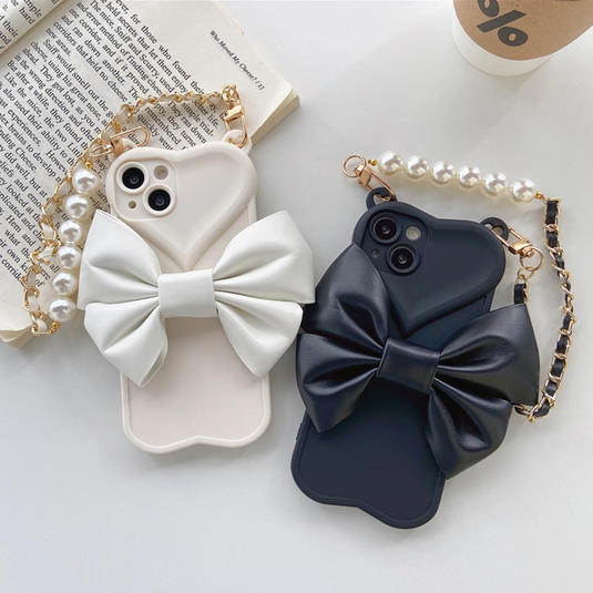 Love Heart Bow Bracelet Chain Case for Apple iPhone 14 13 12 Pro Max
