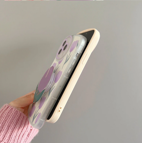 Flower Tulip Ring Holder Stand Cover Case for Apple iPhone 14 13 12 11