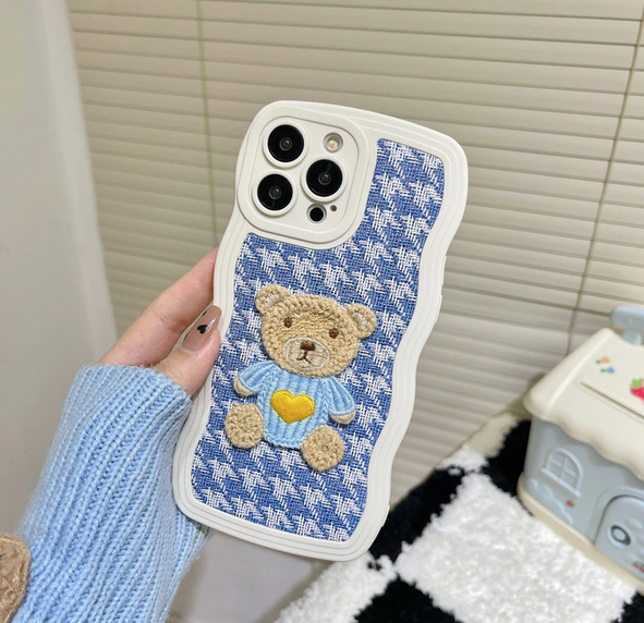 Wave Plush Wool Bear Cover Case for Apple iPhone 14 13 12 11 Pro Max