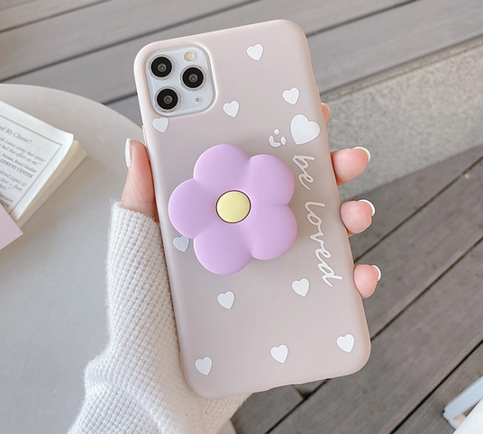 3D Lovely Flower Holder Stand Cover Case for Apple iPhone 15 14 13 12