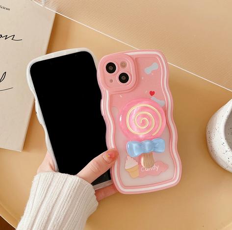 Ice Cream Ring Holder Stand Wave Cover Case for Apple iPhone 14 13 12