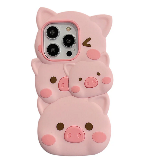 Funny 3D Pig Cartoon Cover Case for Apple iPhone 14 13 12 11 Pro Max