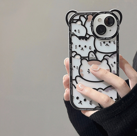 Cartoon Bear Lanyard Silicone Case for Apple iPhone 15 14 13 12 ProMax