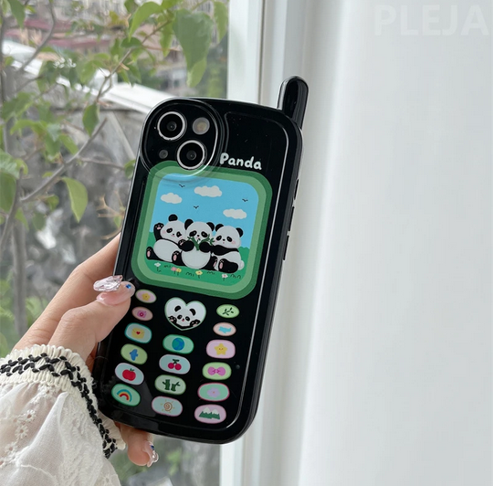 3D Retro Vintage Cellphone Panda Cover Case For Apple iPhone 15 14 13