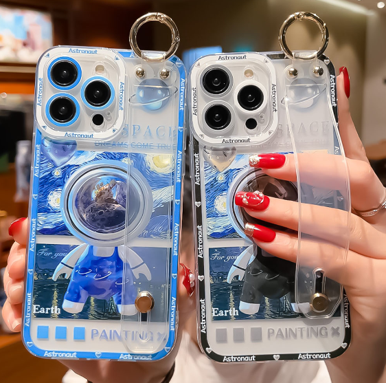 Astronaut Wrist Strap Clear Case For Samsung Galaxy S23 S22 S21 Ultra