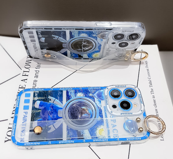 Astronaut Wrist Strap Clear Case For Samsung Galaxy S23 S22 S21 Ultra
