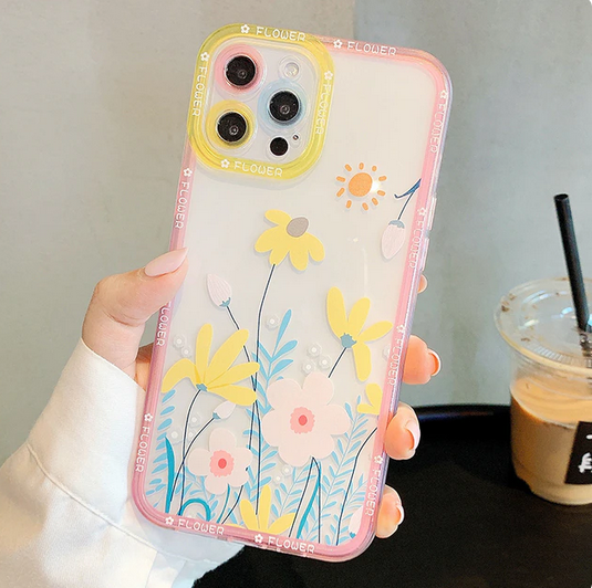 Flower Colorful Transparent Case For Samsung Galaxy S23 S22 S21 Ultra