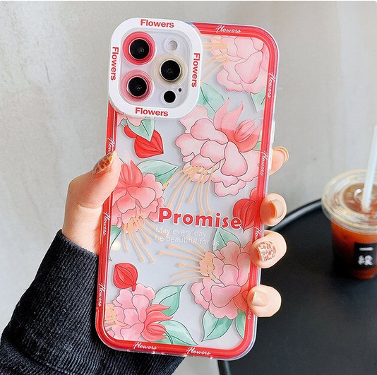 Flower Colorful Transparent Case For Samsung Galaxy S23 S22 S21 Ultra